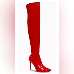 I.N.C. Patent Red Knee High KEENAH boots, women's sz 7M  New In Box